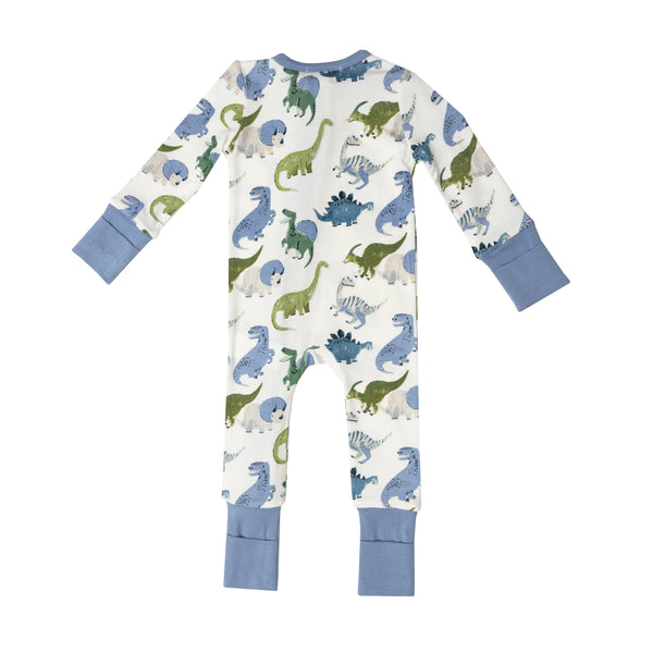 Bamboo Zipper Romper - Painterly Dino