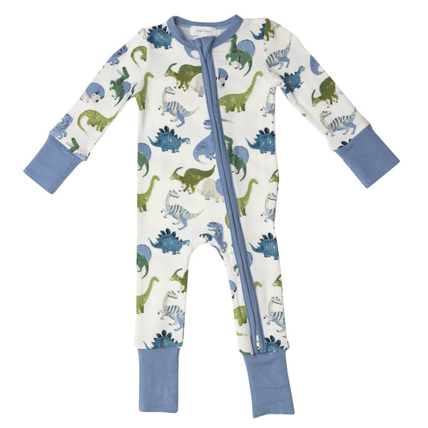 Bamboo Zipper Romper - Painterly Dino