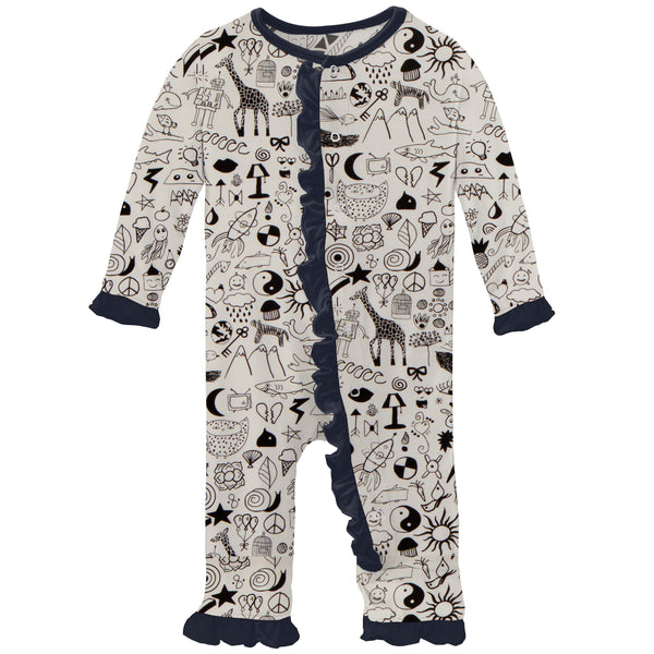 Ruffle Coverall - Doodles