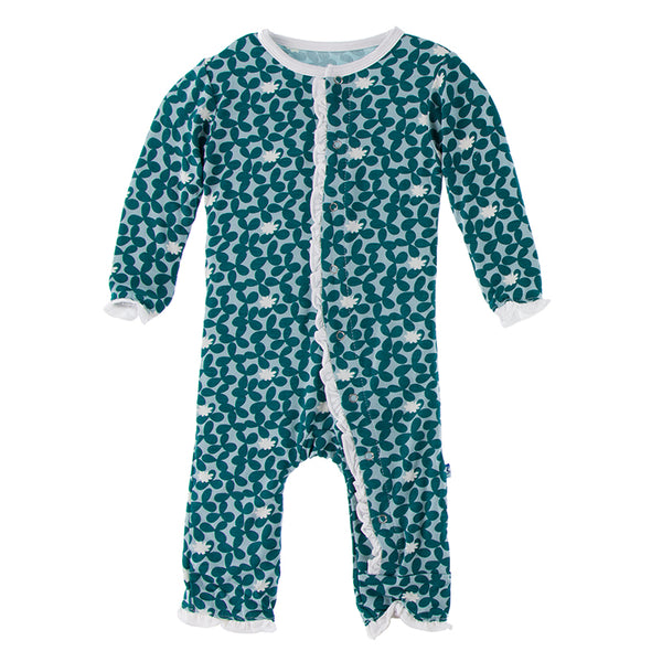 Ruffle Coverall - Running Buffalo Clover