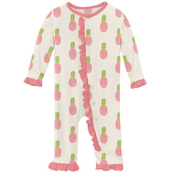 Ruffle Coverall (Snaps) - Pink Pineapples