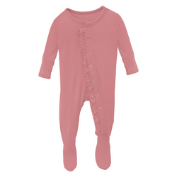 Bamboo Ruffle Footie - Desert Rose