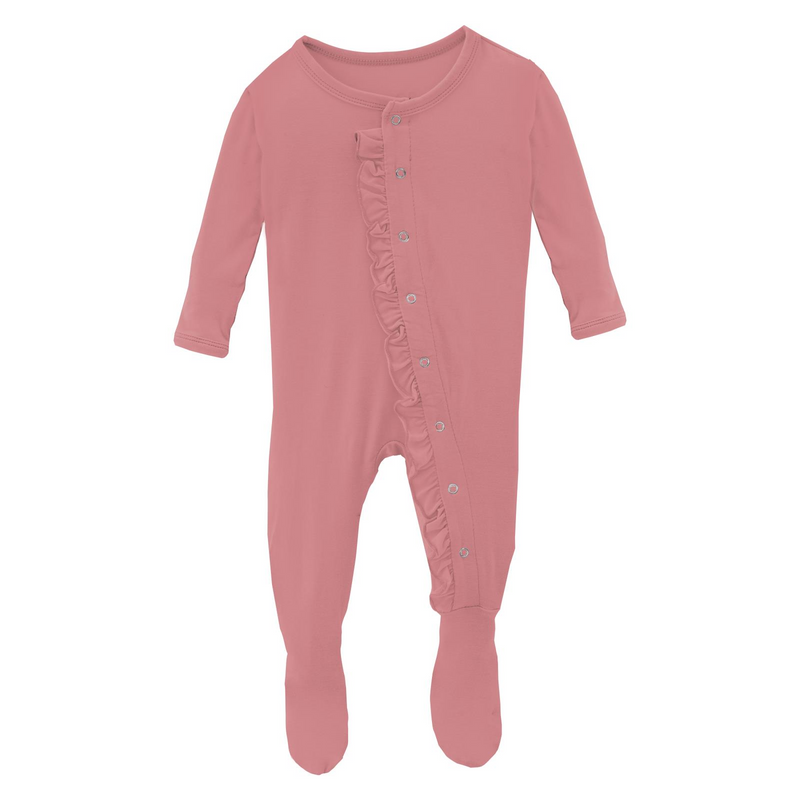 Bamboo Ruffle Footie - Desert Rose