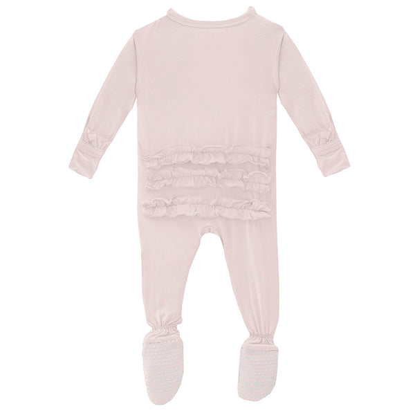 Bamboo Ruffle Footie - Macaroon