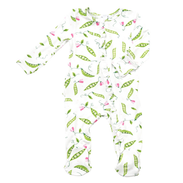 Bamboo Ruffle Footie - Sweet Pea