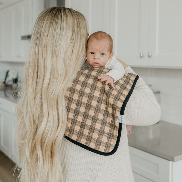 Brown Plaid Burp Cloth