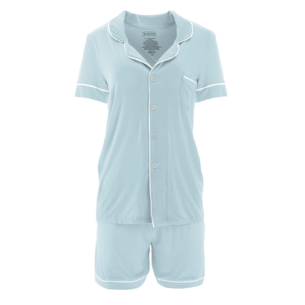 Women's Bamboo Collared Pajama Set - Spring Sky