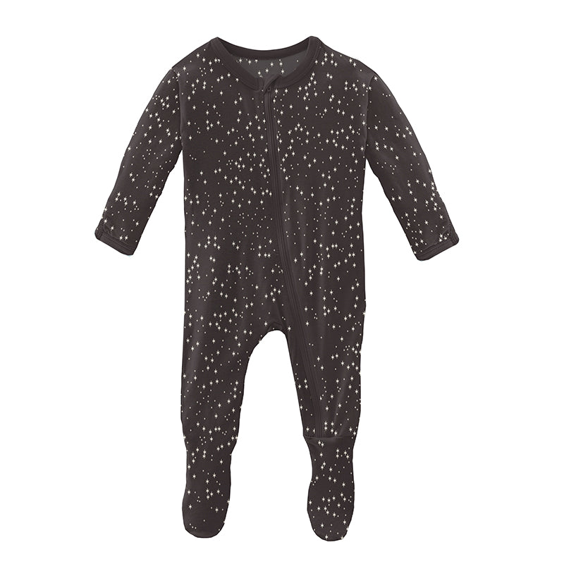 Zipper Footie - Midnight Foil Constellations