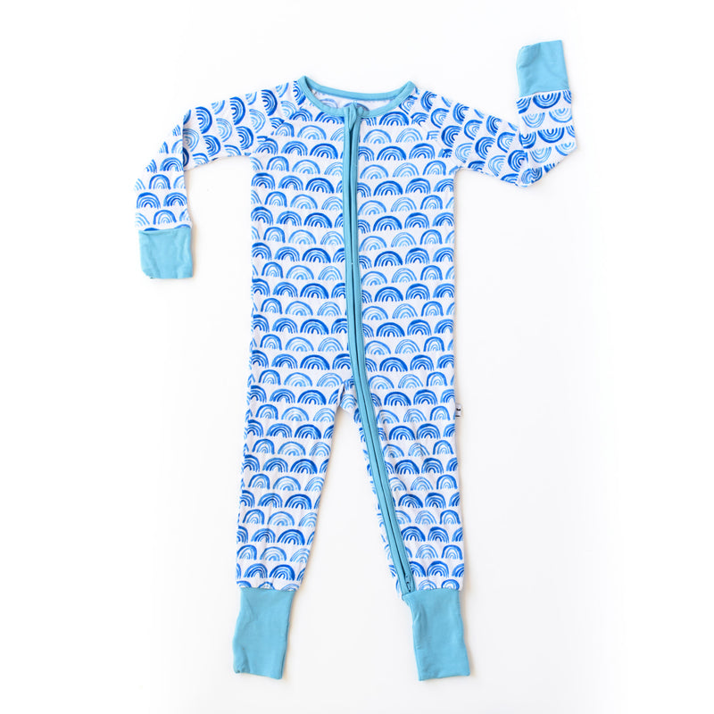 Little Sleepies Blue Rainbow Bamboo Zippy