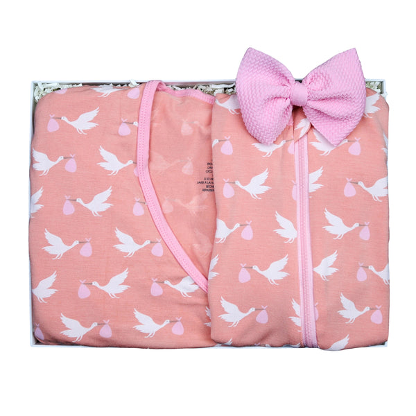 Mommy & Me Blush Stork Baby Gift Box