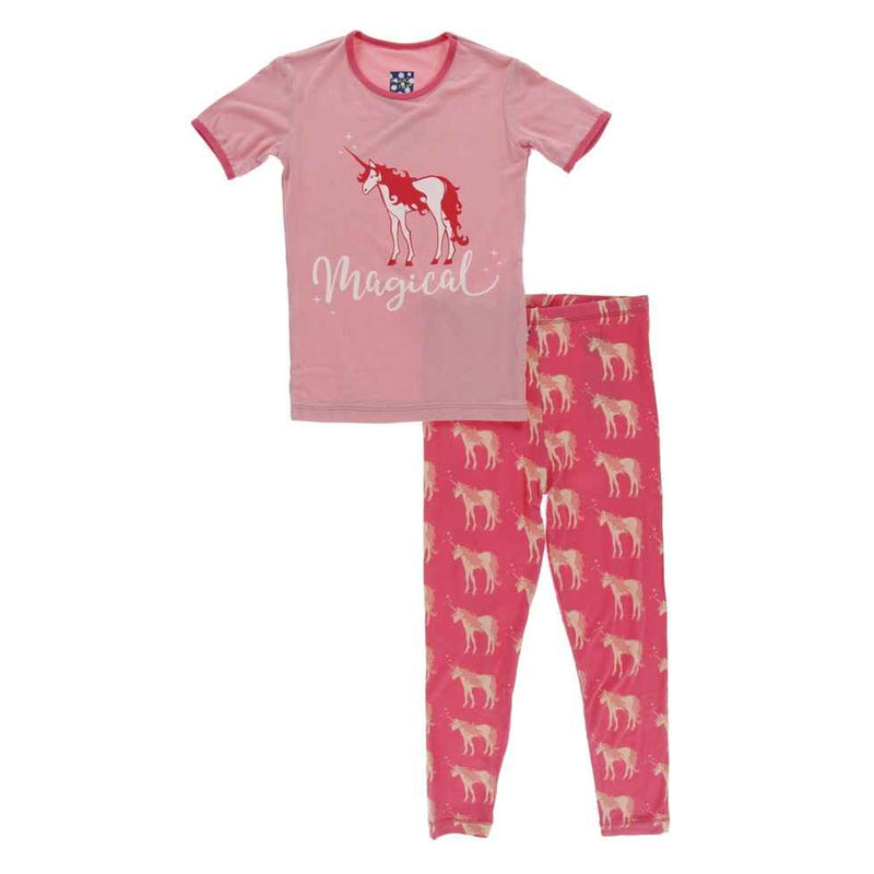 Kickee Pants Pajama Set Red Ginger Unicorn