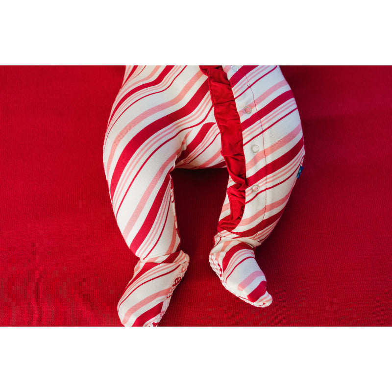Ruffle Footie - Strawberry Candy Cane