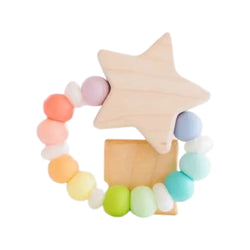 Star Charm Silicone + Wood Teether - Lucky Charm
