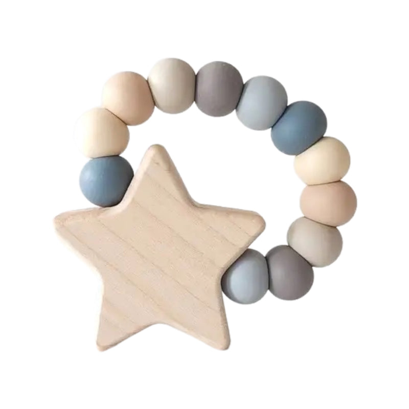 Star Charm Silicone + Wood Teether - Riverbed