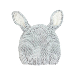 Knit Bunny Hat - Grey with White