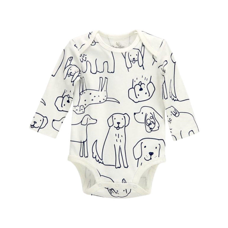 Organic Dog Print Long Sleeve Bodysuit