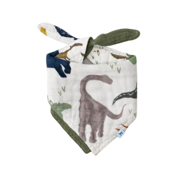 Muslin Reversible Bandana Bib - Dino