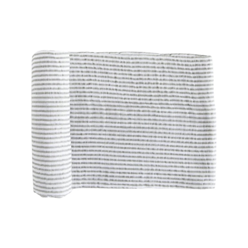 Muslin Swaddle Blanket - Grey Stripe