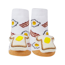Breakfast Rattle Socks - White