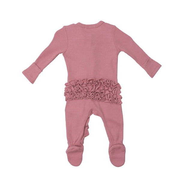 Ruffle Thermal Footie - Brandied Apricot